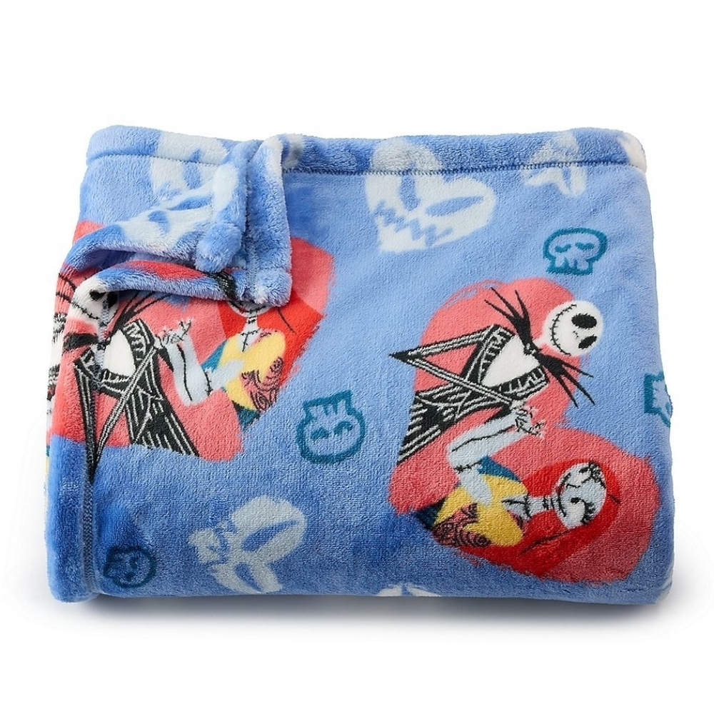 Disney NBC Jack & Sally Valentine Plush Throw Blanket NWT